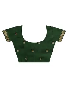 kasee Green & Gold-Toned Floral Embroidered Art Silk Saree