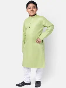 NAMASKAR Boys Cotton Self Design Kurta with Churidar