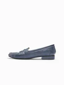 The Label Life Women Blue Cutout Strap Leather Loafers