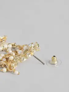 I Jewels Gold-Toned & Black Teardrop Shaped Chandbalis Earrings