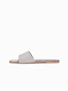 The Label Life Women Grey Open Toe Flats