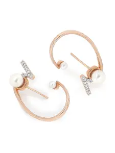 Voylla Rose Gold Contemporary Half Hoop Earrings