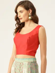 Studio Shringaar Women Red Solid Saree Blouse