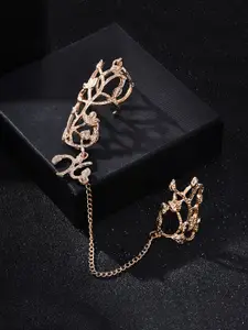 Unwind by Yellow Chimes Gold-Plated Finger Ring with Attached Show Finger