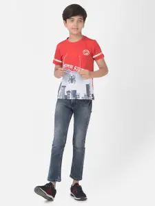 Crimsoune Club Boys Red Printed Round Neck T-shirt