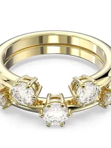 SWAROVSKI Gold-Plated White Crystal-Studded Finger Ring