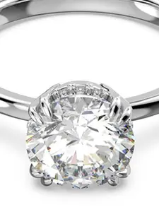 SWAROVSKI Rhodium-Plated White Crystal-Studded Finger Ring