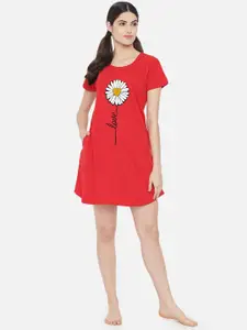 FFLIRTYGO Red Printed Nightdress