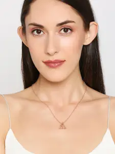 Mahi Rose Gold-Plated Triquetra Trinity Triangle Pendant Necklace with Chain