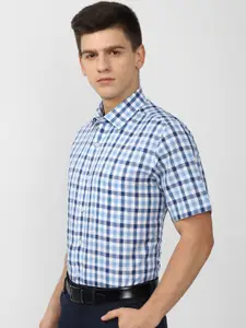 Van Heusen Men Blue Checked Formal Shirt