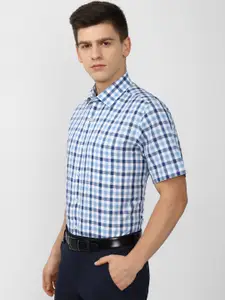 Van Heusen Men Blue Checked Formal Shirt