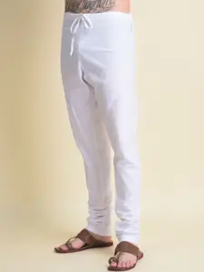 NAMASKAR Men Blue Cotton Solid Kurta with Churidar