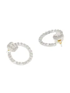 AccessHer Silver-Toned AD Circular Drop Earrings