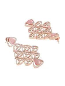 AccessHer Rose Gold Diamond Shaped Drop Earrings