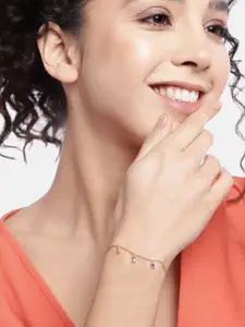 Carlton London Women Purple Gold-Plated Cubic Zirconia Charm Bracelet