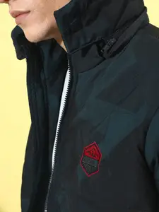 The Roadster Life Co. Men Deep Navy Blue & Black Dusty Winter Padded Jacket