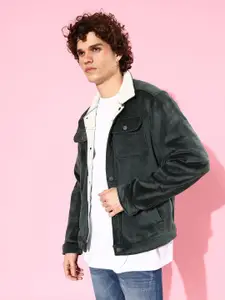 Roadster Men Charcoal Grey Solid Tailored Jacket