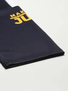 Alcis Men Navy Blue Typography Print Slim Fit Running Track Pants