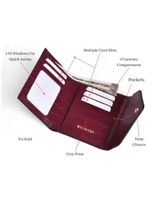 Belwaba Women Burgundy Textured PU Three Fold Wallet