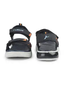 ABROS Men Navy-Blue & Orange Solid Sports Sandals
