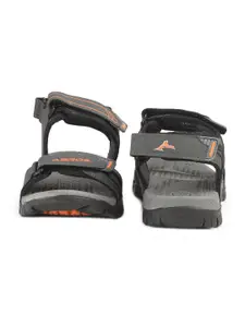 ABROS Men Grey & Orange Solid Sports Sandals