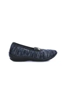 Liberty Women Navy Blue & Black Printed Ballerinas Flats