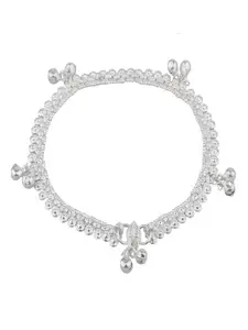 Efulgenz Women Silver Plated Oxidised Bell Charms Wedding Bridal Anklet