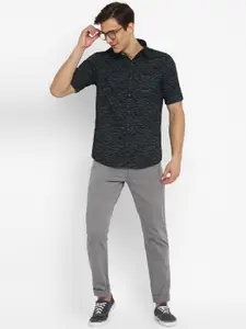 Turtle Men Navy Blue Slim Fit Printed Casual Shirt