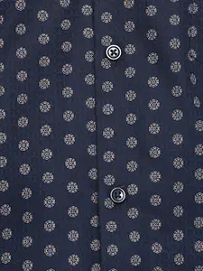 Turtle Men Navy Blue Slim Fit Printed Casual Shirt