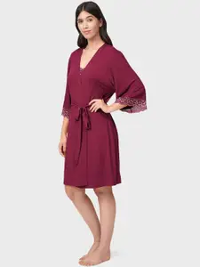 Amante Women Maroon Sleep Robe