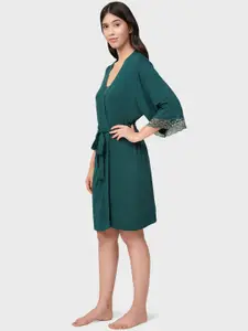 Amante Women Green Solid Sleep Robe