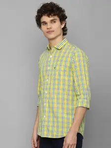 Allen Solly Men Yellow & Blue Slim Fit Tartan Checks Checked Casual Shirt