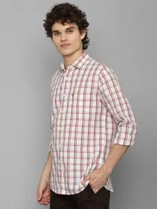 Allen Solly Men White Cotton Slim Fit Tartan Checks Checked Casual Shirt