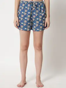 FFLIRTYGO Women Turquoise Blue & Red Printed Night suit