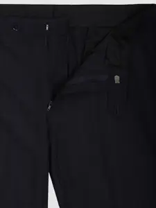 Van Heusen Men Navy Blue Checked Slim Fit Trousers