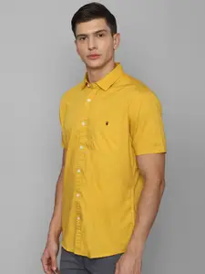 Louis Philippe Jeans Men Yellow Slim Fit Pure Cotton Casual Shirt