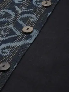 Anouk Men Black & Blue Woven Design Nehru Jacket