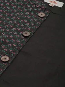 Anouk Men Black & Pink Printed Nehru Jacket