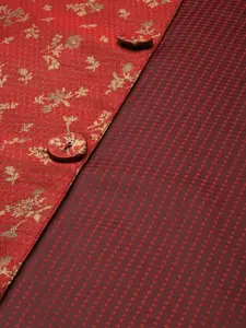 Anouk Men Red Woven Design Nehru Jacket