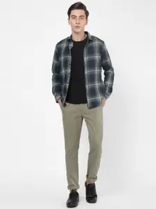 AD By Arvind Men Olive Green Modern Fit Chinos Trousers