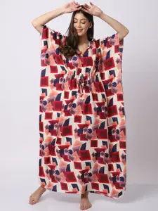 Claura White Printed Maxi Nightdress