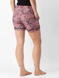 NOIRA Women Brown & Black Printed Lounge Shorts