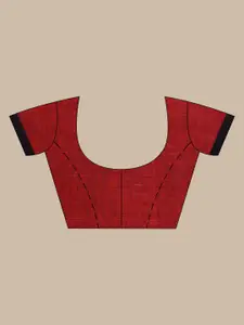 Laa Calcutta Maroon & Black Woven Design Zari Jute Silk Jamdani Saree