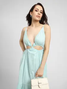 FOREVER 21 Women Green Solid Midi Dress