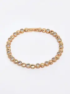 PANASH Women Gold-Plated & White Brass AD Stone-Studded Bracelet