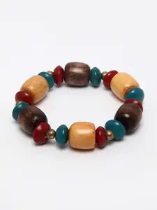 PANASH Women Maroon & Brown Wood Bracelet