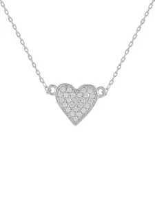 Studio Voylla 925 Sterling Silver American Diamond CZ Tiny Heart Pendant