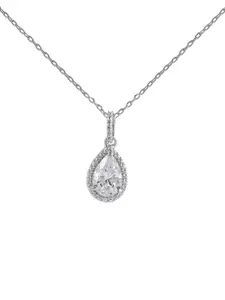 Studio Voylla 925 Sterling Silver American Diamond CZ Pearl Shaped Pendant
