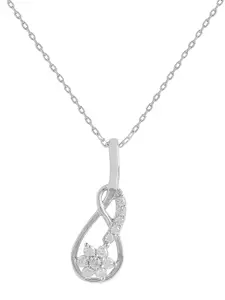 Studio Voylla 925 Sterling Silver American Diamond CZ Infinity Shaped Pendant