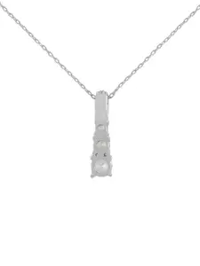 Studio Voylla 925 Sterling Silver American Diamond CZ Aesthetic Cone Shaped Pendant